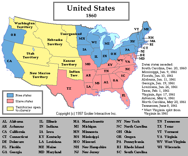 Usa Map 1860